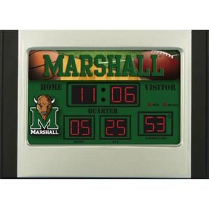 Marshall University 6.5 in. x 9 in. Scoreboard Alarm Clock with Temperature DISCONTINUED 0128650