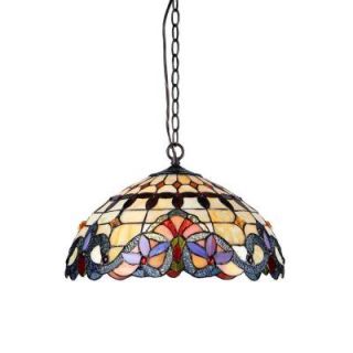 Chloe Lighting Cooper 2 Light Ceiling Chrome Tiffany Style Victorian Pendent Fixture with 18 in. Shade CH33313VI18 DH2