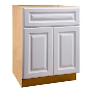 Home Decorators Collection Assembled 27x34.5x24 in. Sink Base Cabinet with False Drawer Front in Hallmark Arctic White SB27 HAW