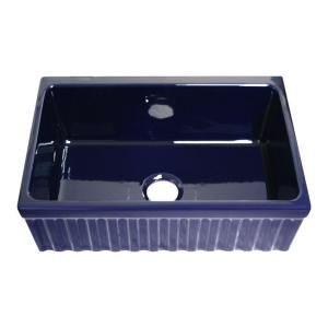 Whitehaus Apron Front Fireclay 30x20x10 Single Bowl Kitchen Sink in Sapphire Blue WHQ330 SBLU
