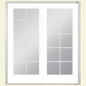 Masonite 72 in. x 80 in. Ultra White Prehung Right Hand Inswing 10 Lite Steel Patio Door with No Brickmold 27179