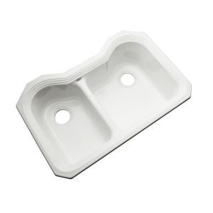 Thermocast Breckenridge Undermount Acrylic 33x22x9 in. 0 Hole Double Bowl Kitchen Sink in White 46000 UM
