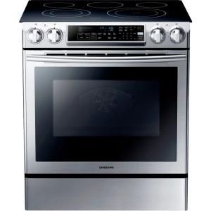 Samsung 5.8 cu. ft. Slide In Electric Range with Self  Cleaning Dual Convection Oven in Stainless Steel NE58F9500SS