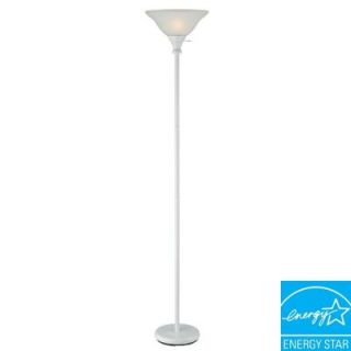 CAL Lighting 70 in. White Metal Torchiere with glass shade BO 213 WH