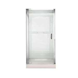 American Standard Euro 25.4375 in. W x 65.5625 in. H Frameless Continuous Hinge Pivot Shower Door in Silver with Clear Glass AM0301D.400.213
