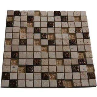 Splashback Tile Tapestry Hydraneum Mixed Materials with Copper Deco 12 in. x 12 in. x 8 mm Floor and Wall Tile TAPESTRY HYDRANEUM WITH COPPER DECO