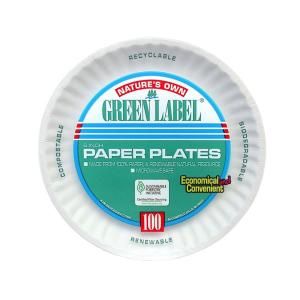 Green Label Uncoated Paper Plates, 6 in., White, 1000 Per Case AJM PP6GREWH