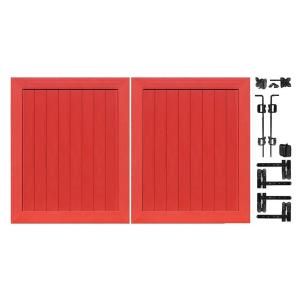 Veranda Pro Series 6 ft. x 5 ft. Anaheim Barn Privacy Double Drive Through Vinyl Red Fence Gate 153684