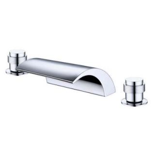 Yosemite Home Decor Round 2 Handle Deck Mount Waterfall Roman Tub Faucet in Polished Chrome YP9213D PC
