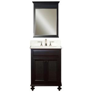 Water Creation London 24 in. Vanity in Dark Espresso with Marble Vanity Top in Carrara White and Matching Mirror LONDON 24B