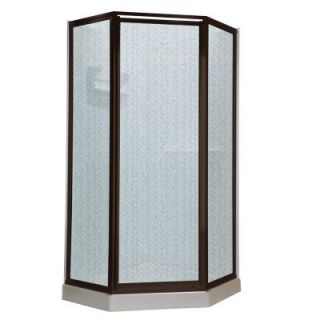 American Standard Prestige 18.4 in. x 24.2 in. x 18.4 in. x 68.5 H Neo Angle Shower Door in Oil Rubbed Bronze with Hammered Glass AMOPQF1.436.224