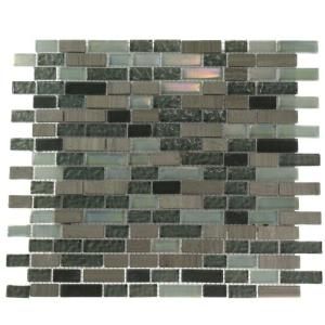 Splashback Tile Galaxy Blend Brick Pattern 12 in. x 12 in. x 8 mm Marble and Glass Mosaic Floor and Wall Tile GALAXY BRICK