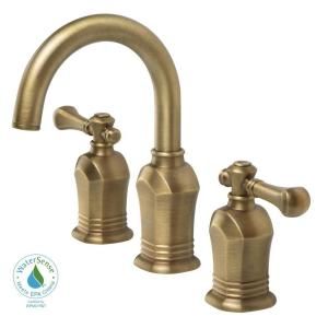 Glacier Bay Verdanza Series 8 in. Widespread 2 Handle High Arc Bathroom Faucet in Antique Brass 67389 8024H