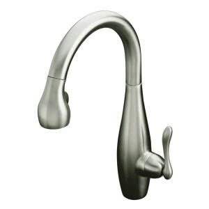 KOHLER Clairette 1  or 3 Hole Single Handle Pull Down Sprayer Kitchen Faucet in Vibrant Brushed Nickel K 692 BN