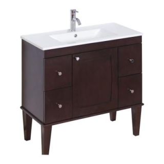 American Imaginations 36 in. Vanity Cabinet Only in Antique Walnut 398