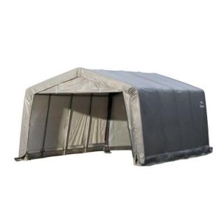 ShelterLogic Garage in a Box 12 ft. x 16 ft. x 8 ft. Peak Style Grey Garage 62697.0