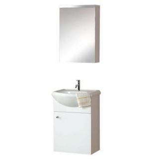 DreamLine 16.75 in. Vanity in White with Porcelain Vanity Top in White and Medicine Cabinet DLVRB 101 WH