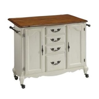 Home Styles French Countryside Oak and Rubbed White Wooden Drop Leaf Kitchen Work Center 5518 95