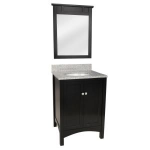 Foremost Haven 25 in. Vanity in Espresso with Napoli Granite Vanity Top and Mirror in White TREA2422COMBO3