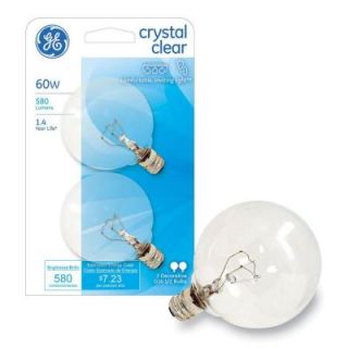 GE 60 Watt Incandescent G16.5 Globe Crystal Clear Light Bulb (2 Pack) 60GM CL 2P