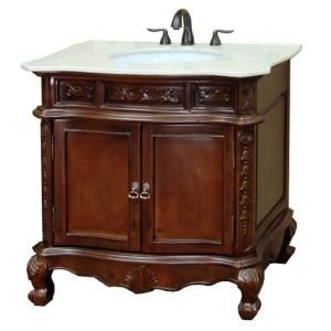 Bellaterra Home Ashby 34 6/10 in. W x 36 in. H Single Vanity in Walnut with Marble Vanity Top in Cream 202016A S