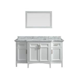 Belle Foret Sassy 60 in. Vanity in White with Marble Vanity Top in Carrara White BF90225