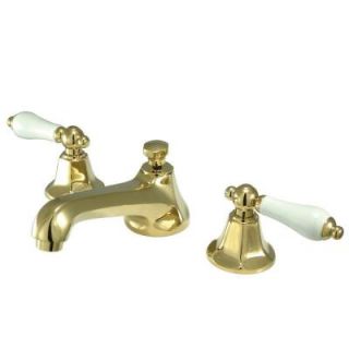Kingston Brass 8 in. Widespread 2 Handle Mid Arc Bathroom Faucet in Polished Brass HKS4462PL