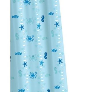 Croydex 70 7/8 in. Underwater World Textile Shower Curtain in Blue/White AF285924YW
