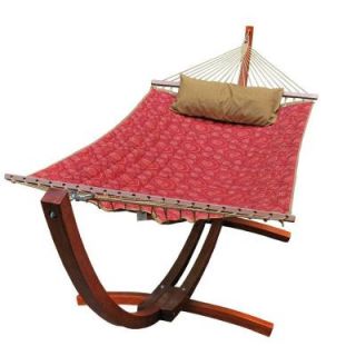 12 ft. Polyester Quilted Hammock and Pillow with Wooden Arc Stand 6710159SP