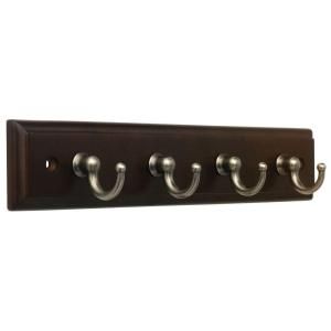 Liberty 9 in. Decorative Hook Key Rail with 4 Hooks in Espresso and Antique Iron KEYRAIL 210