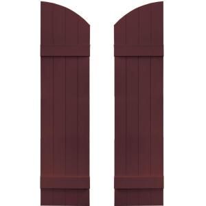Builders Edge 14 in. x 53 in. Board N Batten Shutters Pair, Four Boards Joined with Arch Top #167 Bordeaux 090140053167