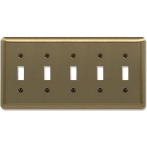 Amerelle Steel 5 Toggle Wall Plate   Brushed Brass SB154T5