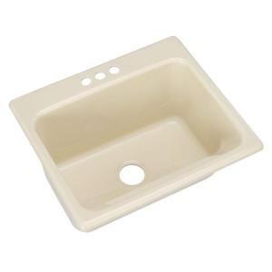 Thermocast Kensington Drop in Acrylic 25x22x12 in. 3 Hole Single Bowl Utility Sink in Jersey Cream 21306