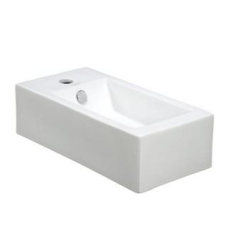 Elanti Wall Mounted Right Facing Rectangle Bathroom Sink in White EC9899 R