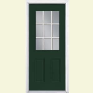 Masonite 9 Lite Painted Steel Entry Door with Brickmold 38137