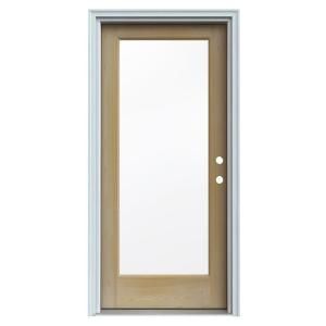 1 Lite Unfinished AuraLast Pine Solid Wood Entry Door with Primed White Jamb and Brickmold DISCONTINUED THDJW185600001
