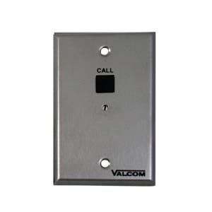 Valcom 1 Gang Call In Switch Data Plate with Volume Control   Stainless Steel VC V 2971