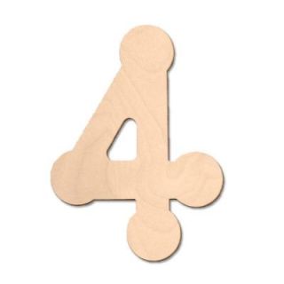 Design Craft MIllworks 8 in. Baltic Birch Bubble Wood Number (4) 47066