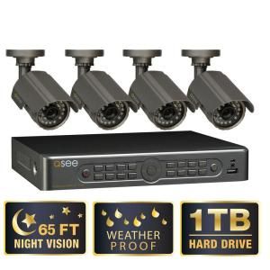 Q SEE Premium Series 4 CH 1TB Surveillance System with (4) 450 TVL Cameras 65 ft. Night Vision HDMI Output DISCONTINUED QT5140 4A6 1