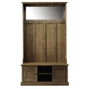 Home Decorators Collection Shutter 74.5 in. H x 42 in. W Weathered Oak Hall Tree 1157410930