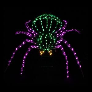 280 Light LED Green Yellow and Purple Twinkling Spider Sculpture 7407095.0