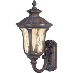 Glomar Beaumont 2 Light Mid Size Wall Lantern Arm Up with Amber Water Glass finished in Fruitwood HD 2003