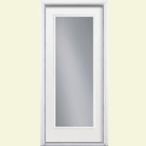 Masonite Full Lite Primed Smooth Fiberglass Entry Door with Brickmold 46248