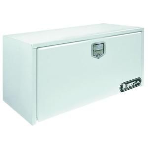 Buyers Products Company 24 in. White Steel Underbody Toolbox with Stainless Steel Rotary Paddle Latch 1702200