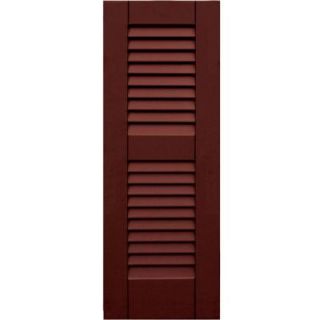 Winworks Wood Composite 12 in. x 33 in. Louvered Shutters Pair #650 Board and Batten Red 41233650
