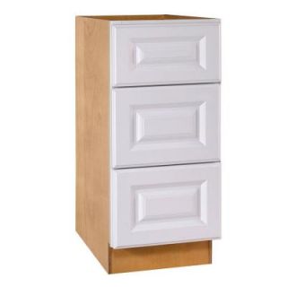 Home Decorators Collection Assembled 15x28.5x21 in. Desk Height Base Cabinet with 3 Drawers in Hallmark Arctic White DDR15 HAW