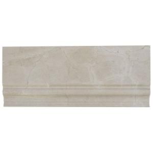 Splashback Tile Crema Marfil Base Molding 4 3/4 in. x 12 in. x 3/4 Marble Floor and Wall Tile (12 pieces per case) CREMA MARFIL BASE MOLDING