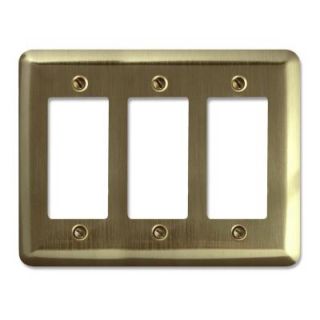 Amerelle Steel 3 Decorator Wall Plate   Brushed Brass 154RRR