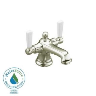 KOHLER Bancroft 1  or 2 Hole 2 Handle Low Arc Bathroom Faucet with Escutcheon in Vibrant Polished Nickel K 10579 4P SN
