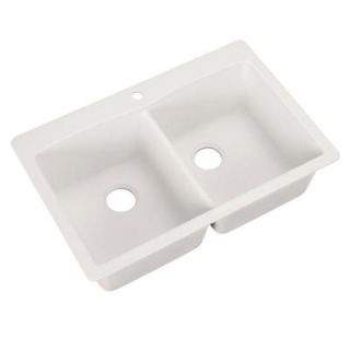 Blanco Diamond Dual Mount Composite 33x22x9.5 1 Hole Double Bowl Kitchen Sink in White 440221